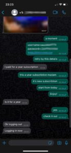 Customer review for IPTV subscription showing positive feedback on streaming quality