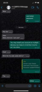 Client testimonial about IPTV service stability and HD channels