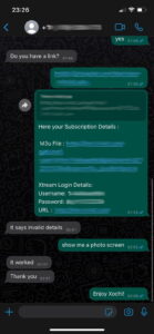 Customer message recommending IPTV service for sports channels and VOD
